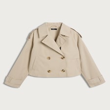 F&F Double Breasted Cropped Trench Jacket in Neutral