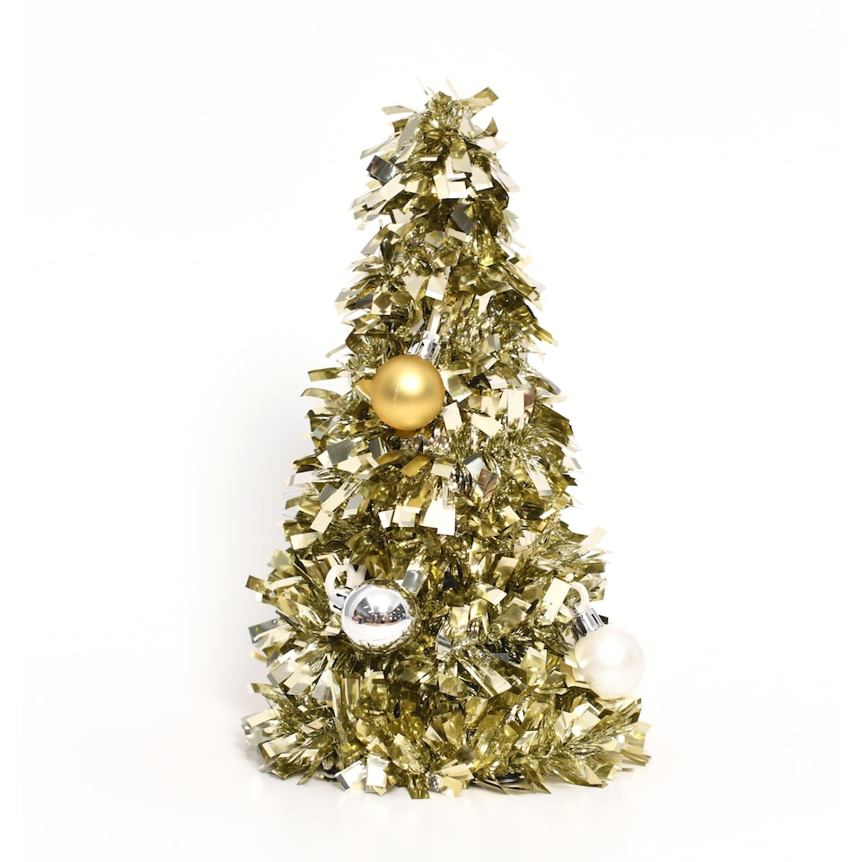 image 1 of Tesco Gold Mini Christmas Tree Room Decoration