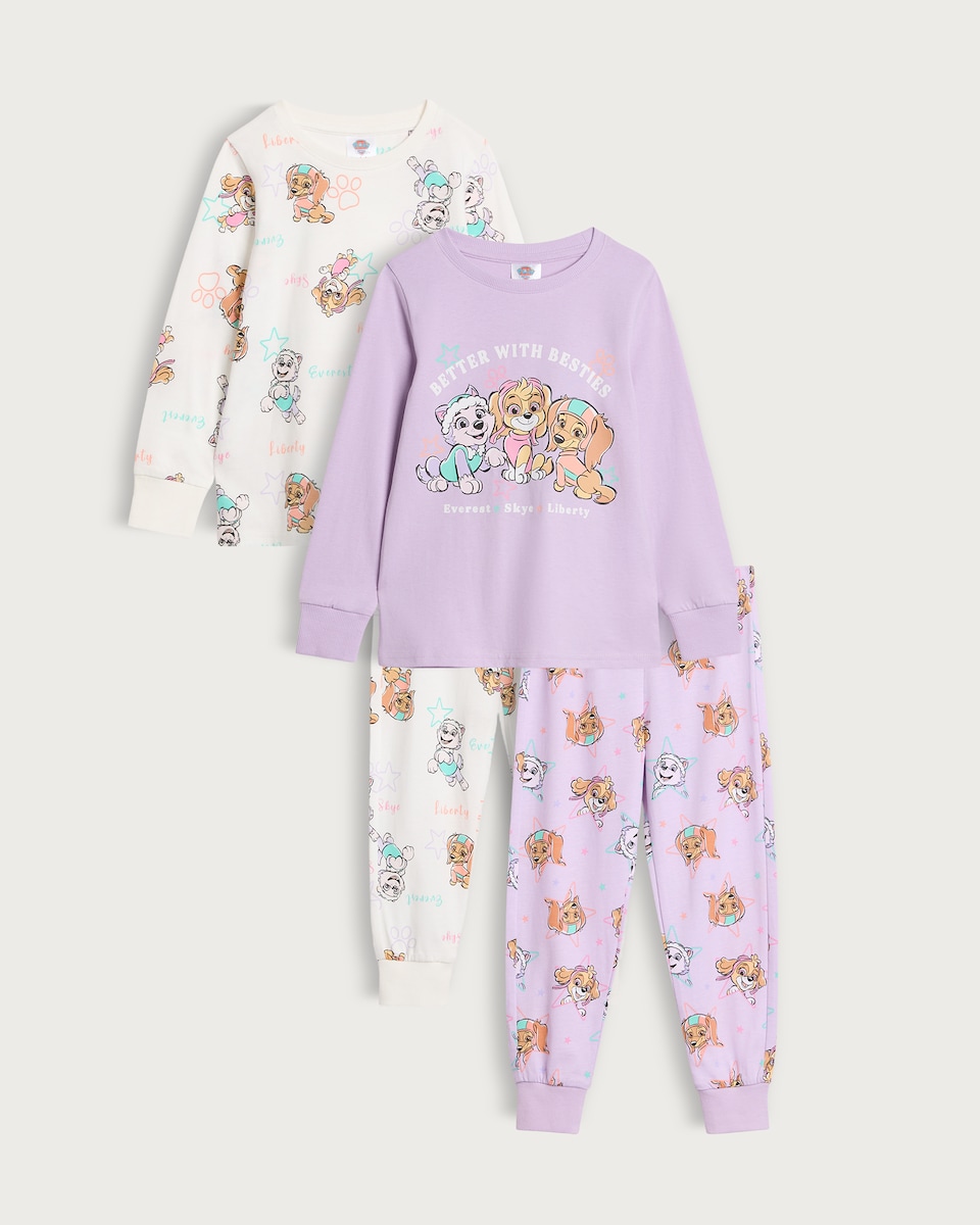 Nickelodeon Paw Patrol 2-Pack Pure Cotton Better with Besties Pyjamas Set in Lilac Multi