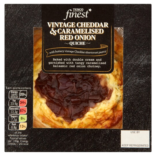 Tesco Finest* Vintage Chedder Caramelised Onion Quiche 155G Tesco