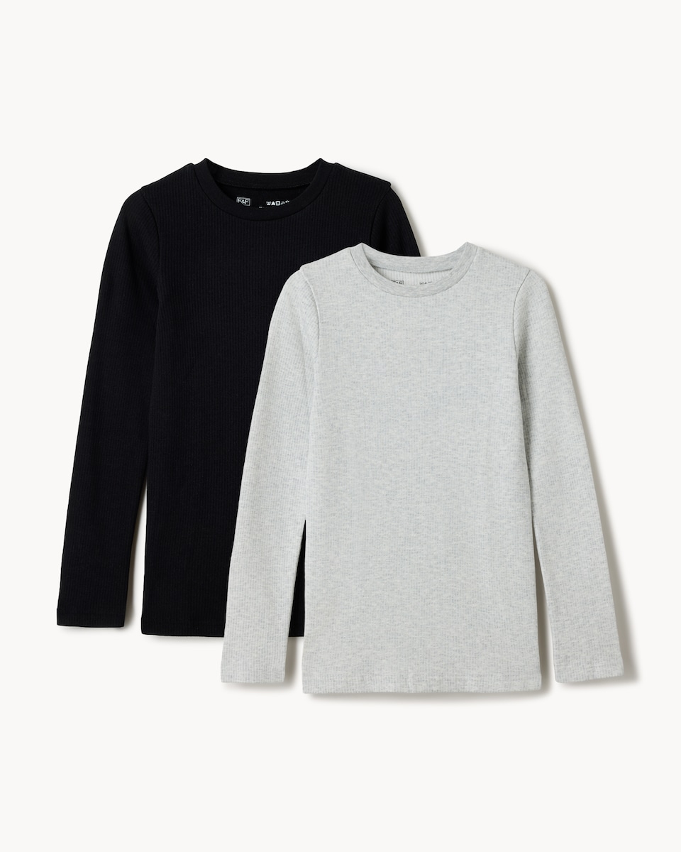 image 1 of F&F Boys 2-Pack WARMPLUS™ Medium Warmth Thermal Long Sleeved Tops in Multi