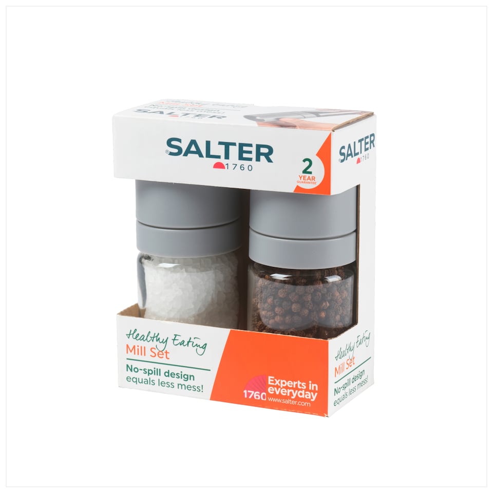 image 1 of Salter Grey Glass Salt & Pepper Mill Set
