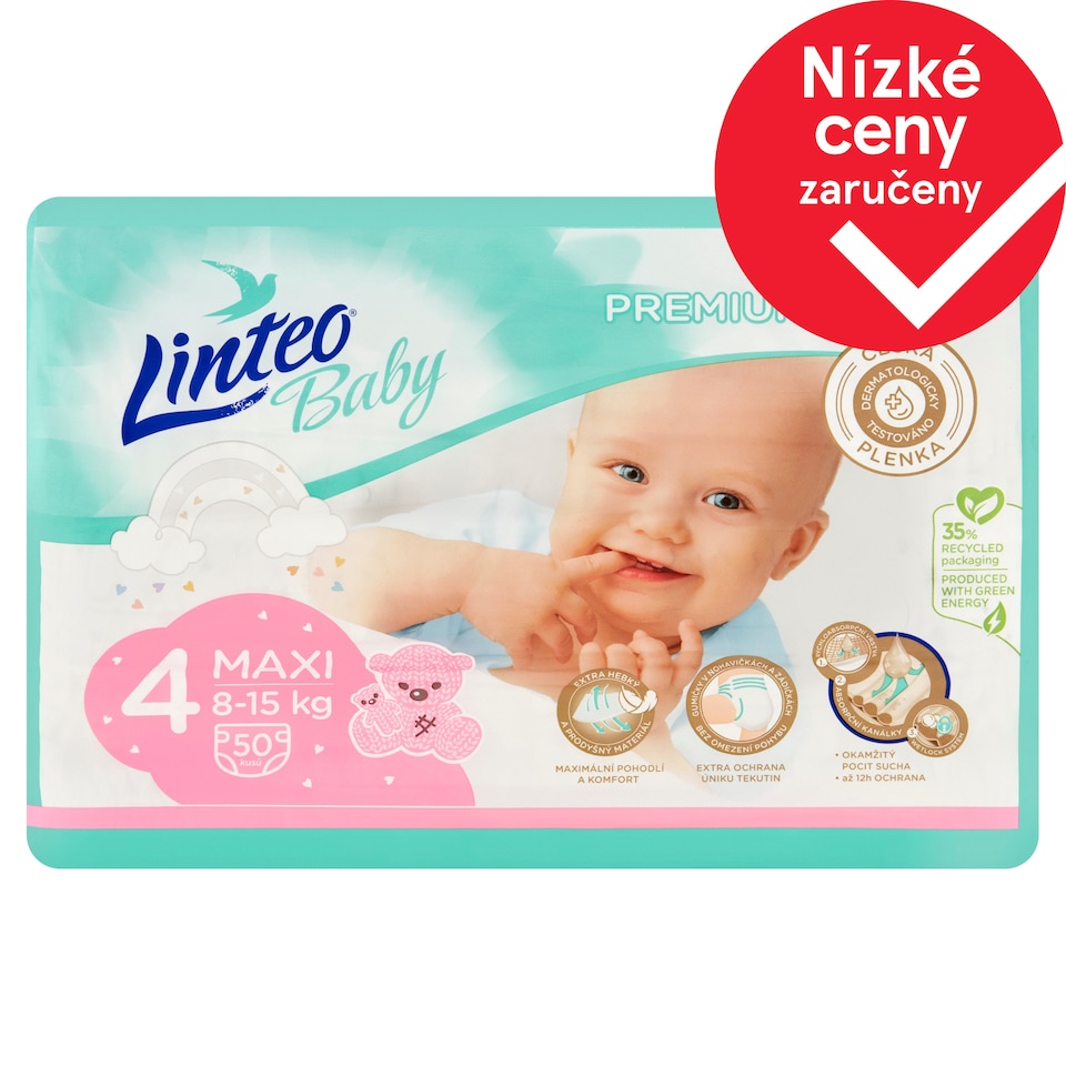 Linteo Baby Premium plenky 4 maxi 8-15kg 50 ks