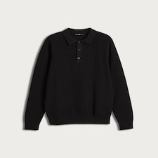 F&F Pure Cotton Knitted Polo Jumper in Black