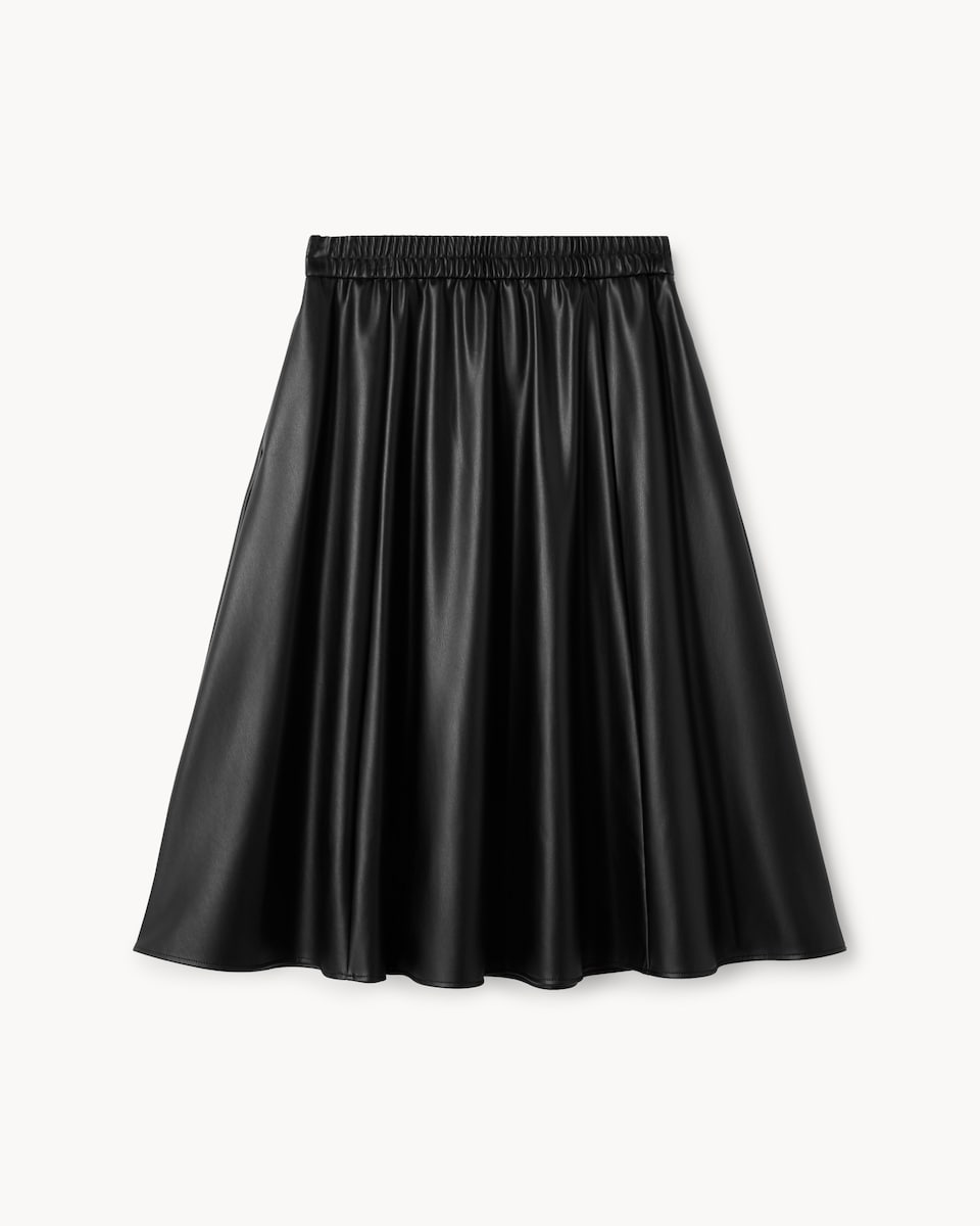 F&F Faux Leather Midi Skirt in Black