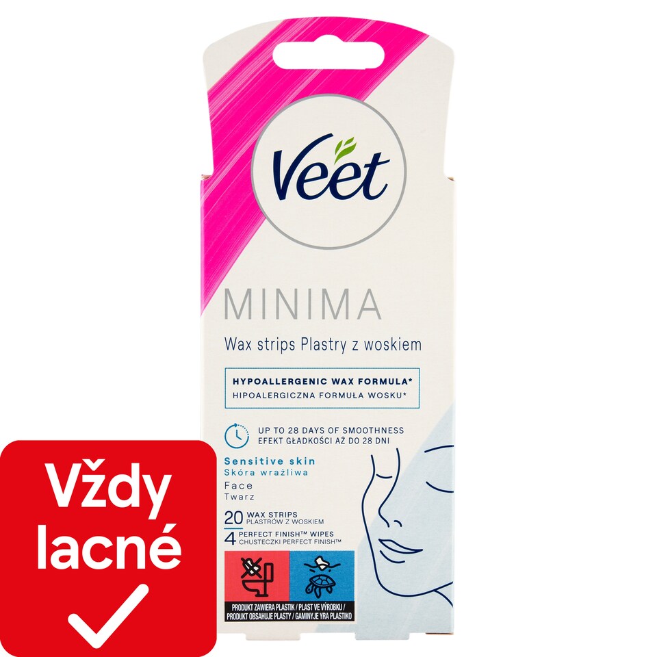 obrázok 1 z Veet Minima Easy Gel voskové pásiky na tvár a obrúsky 20 ks