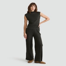 F&F Wide Leg Pin Tuck Pleated Trousers in Olive