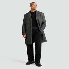F&F Herringbone Coat with Wool in Grey