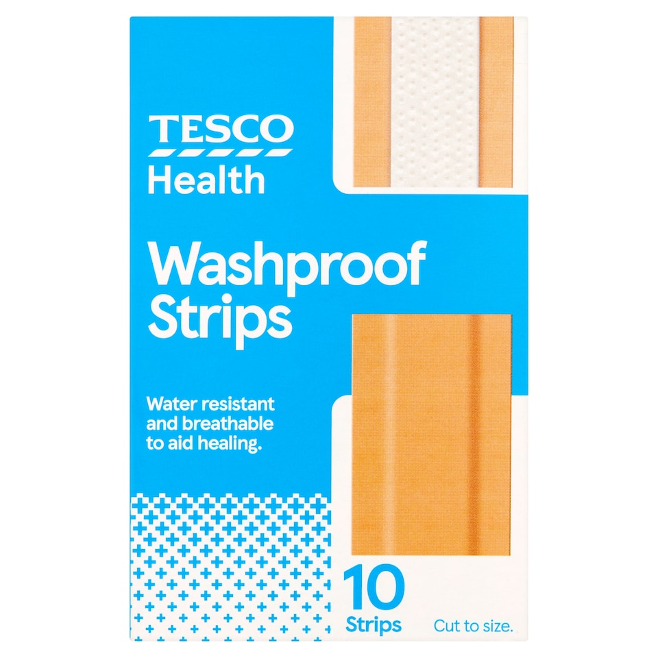 Tesco Health Washproof Plasters 10 Strips 6cm x 10cm