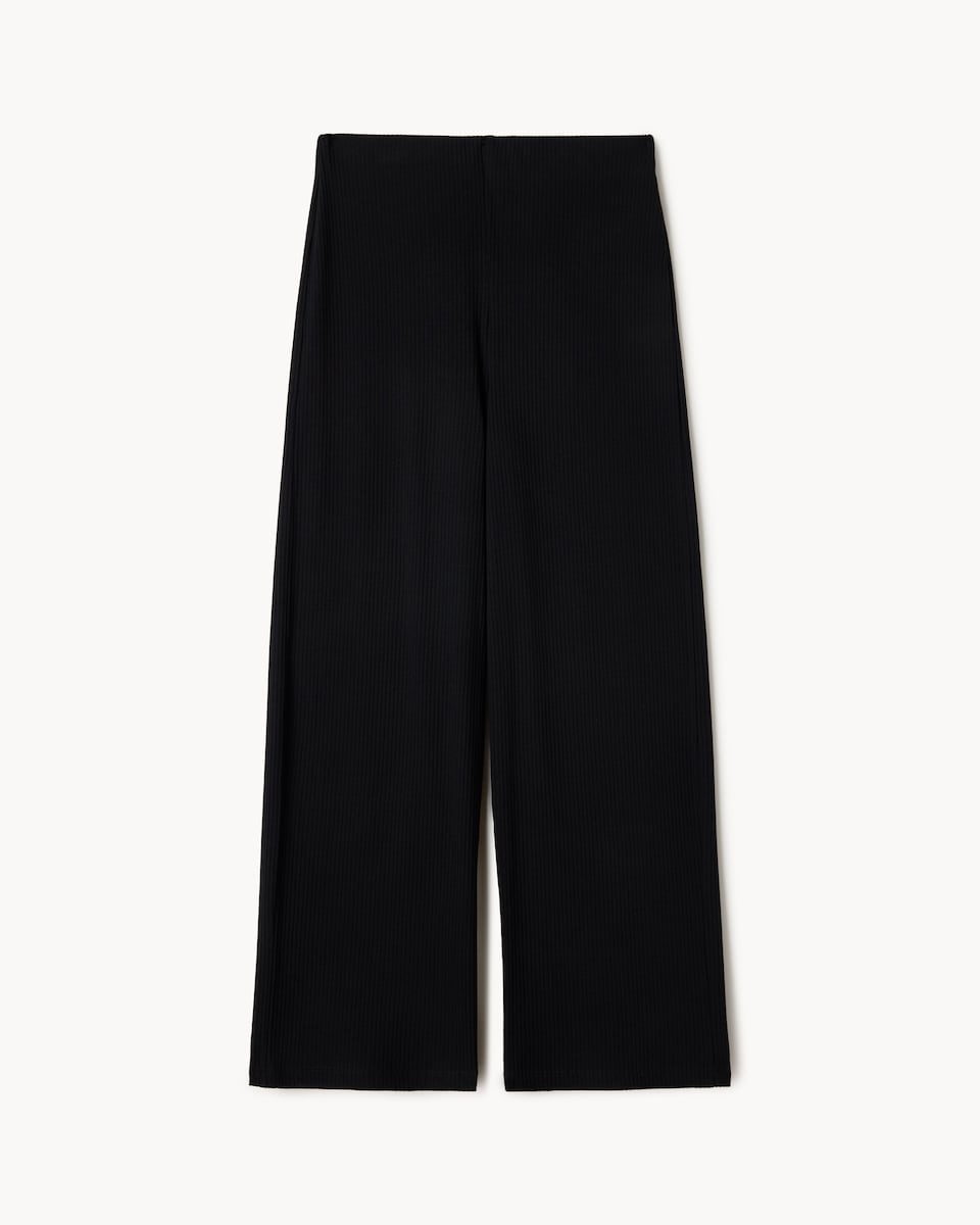 image 1 of F&F Cotton Blend Wide Leg Co-ord Trousers in Black