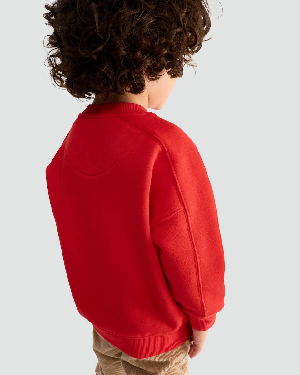 image 1 of F&F Boys Cotton Rich Ho Ho Ho Print Sweatshirt in Red