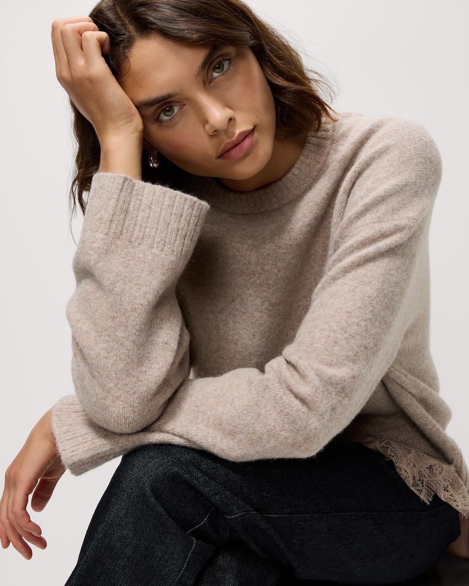 image 1 of F&F 2-In-1 Lace Detail Jumper in Mink