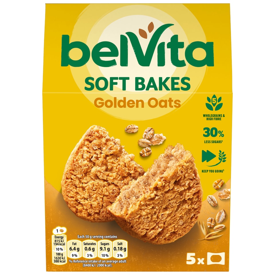 BelVita Breakfast Soft Bakes Golden Oats 5 Pack 250G