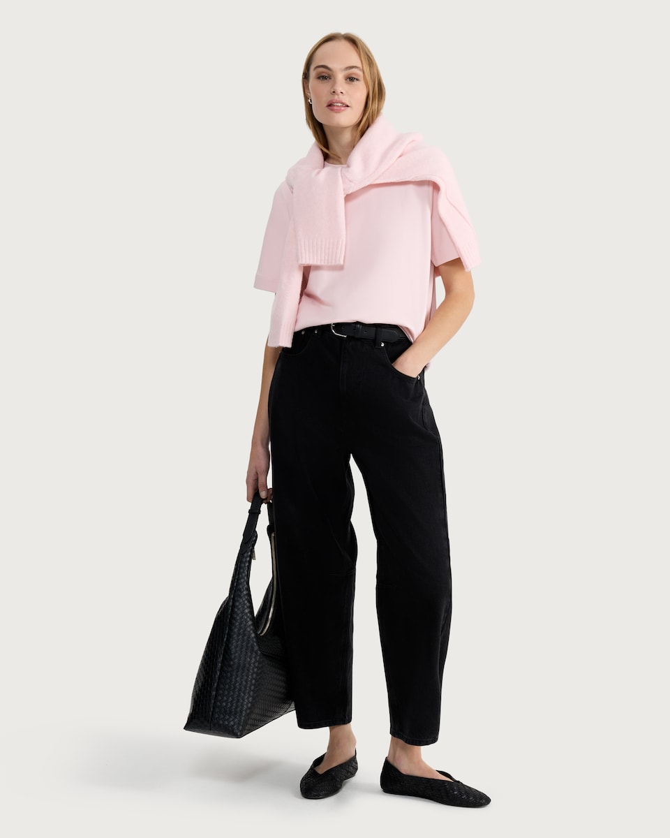 image 1 of F&F Pure Cotton Heavyweight Crew Neck T-Shirt in Pink