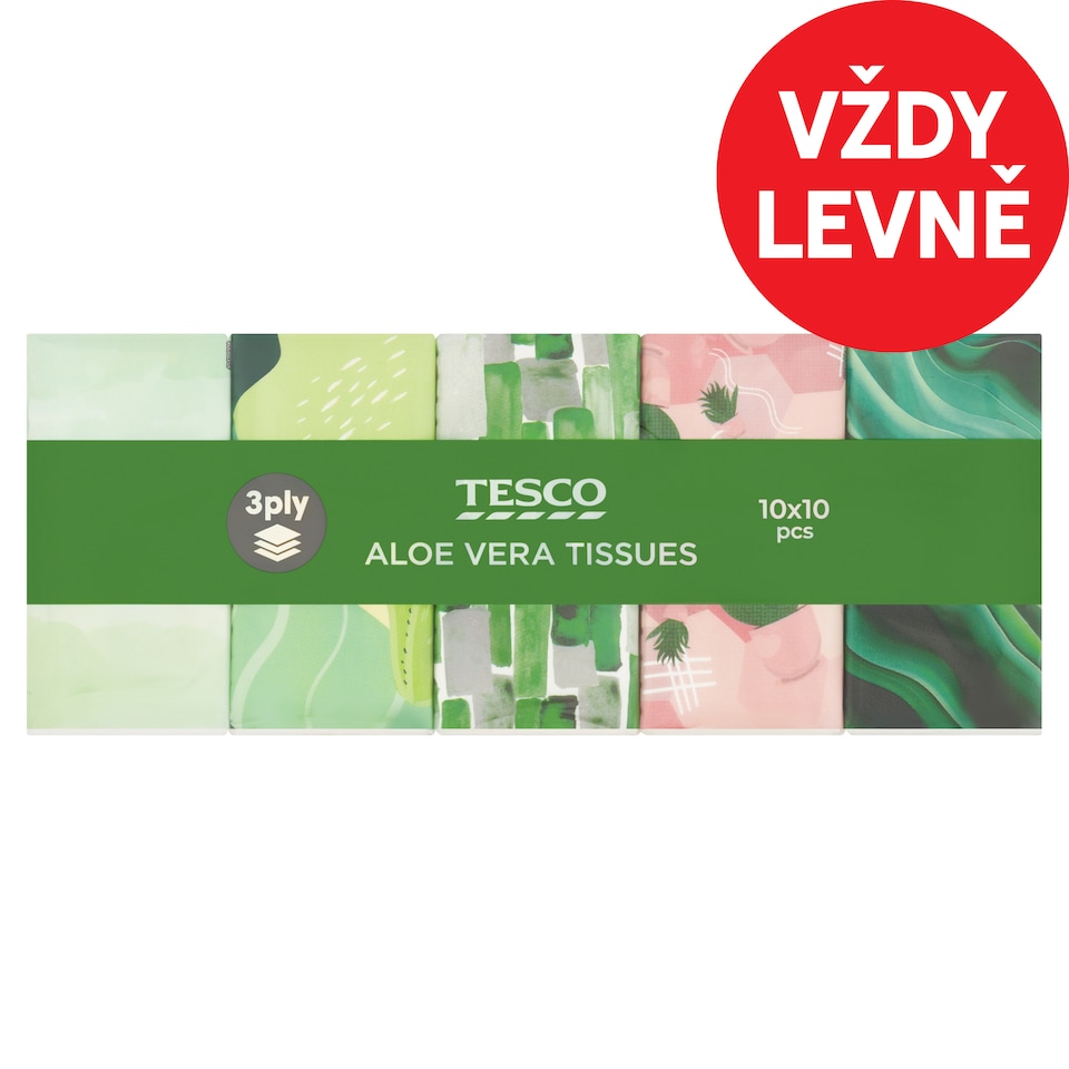 Tesco Aloe Vera Tissues 3 Ply 10 x 10 pcs