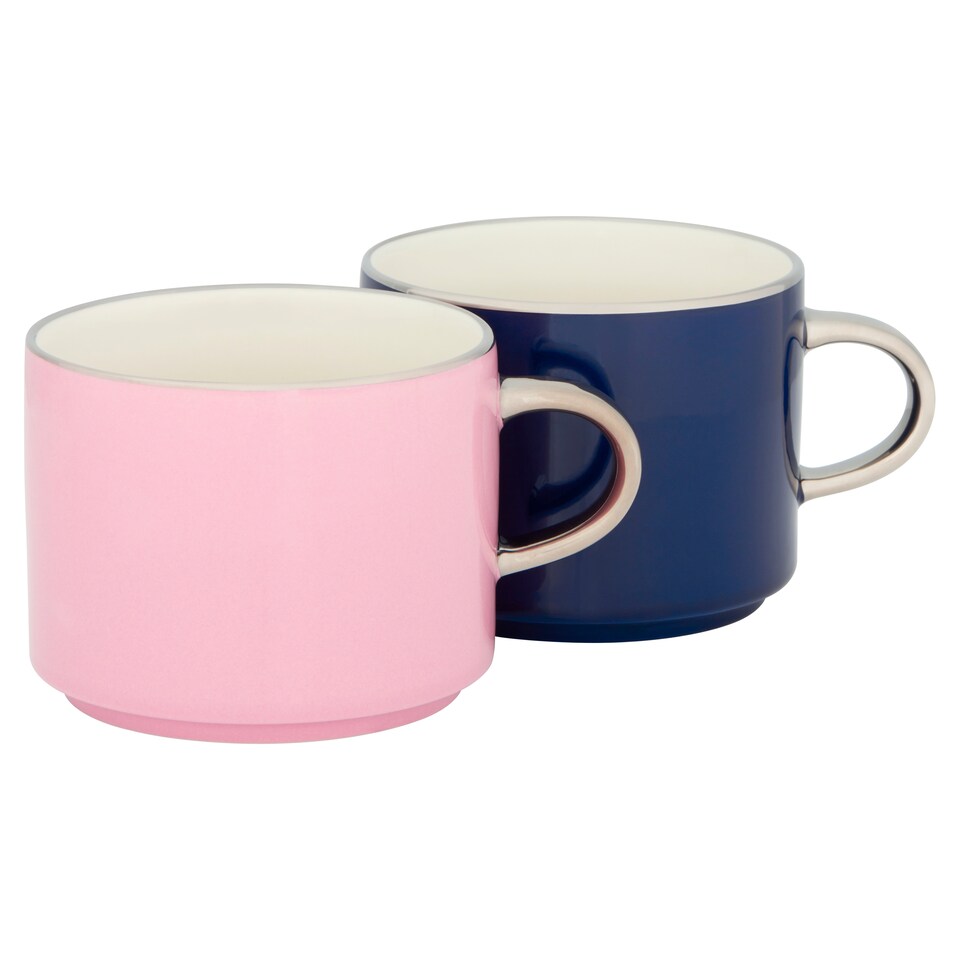 image 1 of Fox & Ivy Pink Navy Stacking Mugs