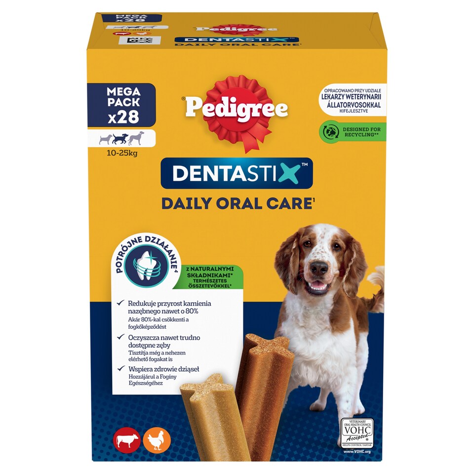 Pedigree DentaStix Doplňkové krmivo pro psy 10-25 kg 28 tyčinek 4 x 180g (720g)