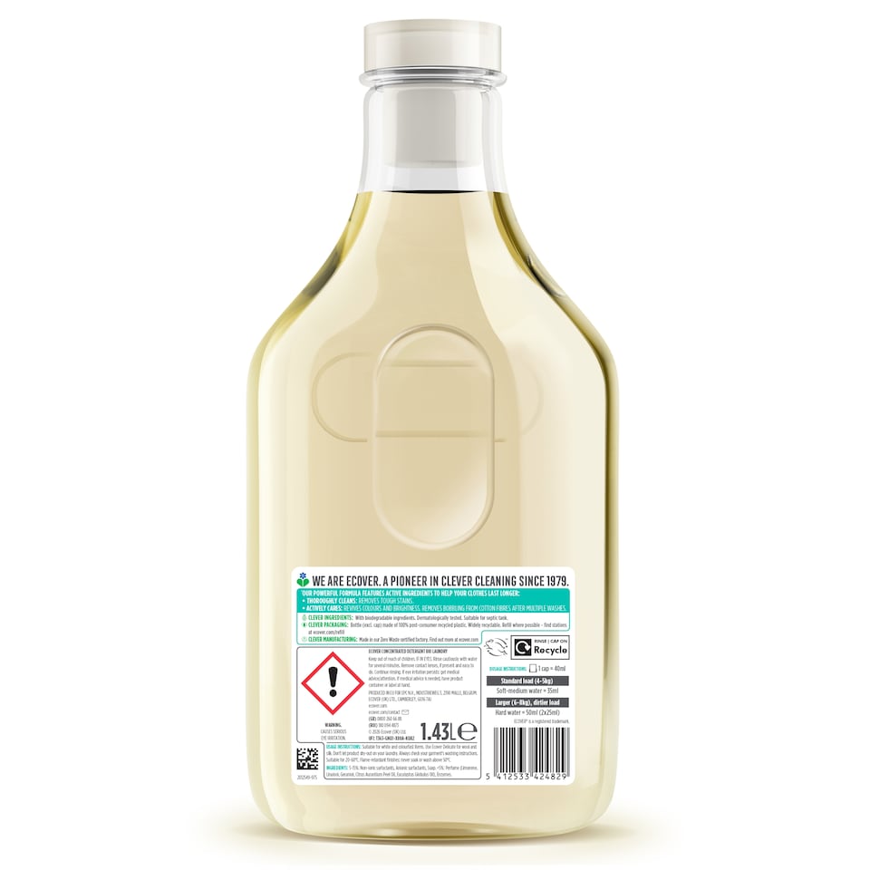 image 1 of Ecover Bio Concentrated Laundry Liquid Honey Suckle & Jasmine 40 Washes 1.43 Litre
