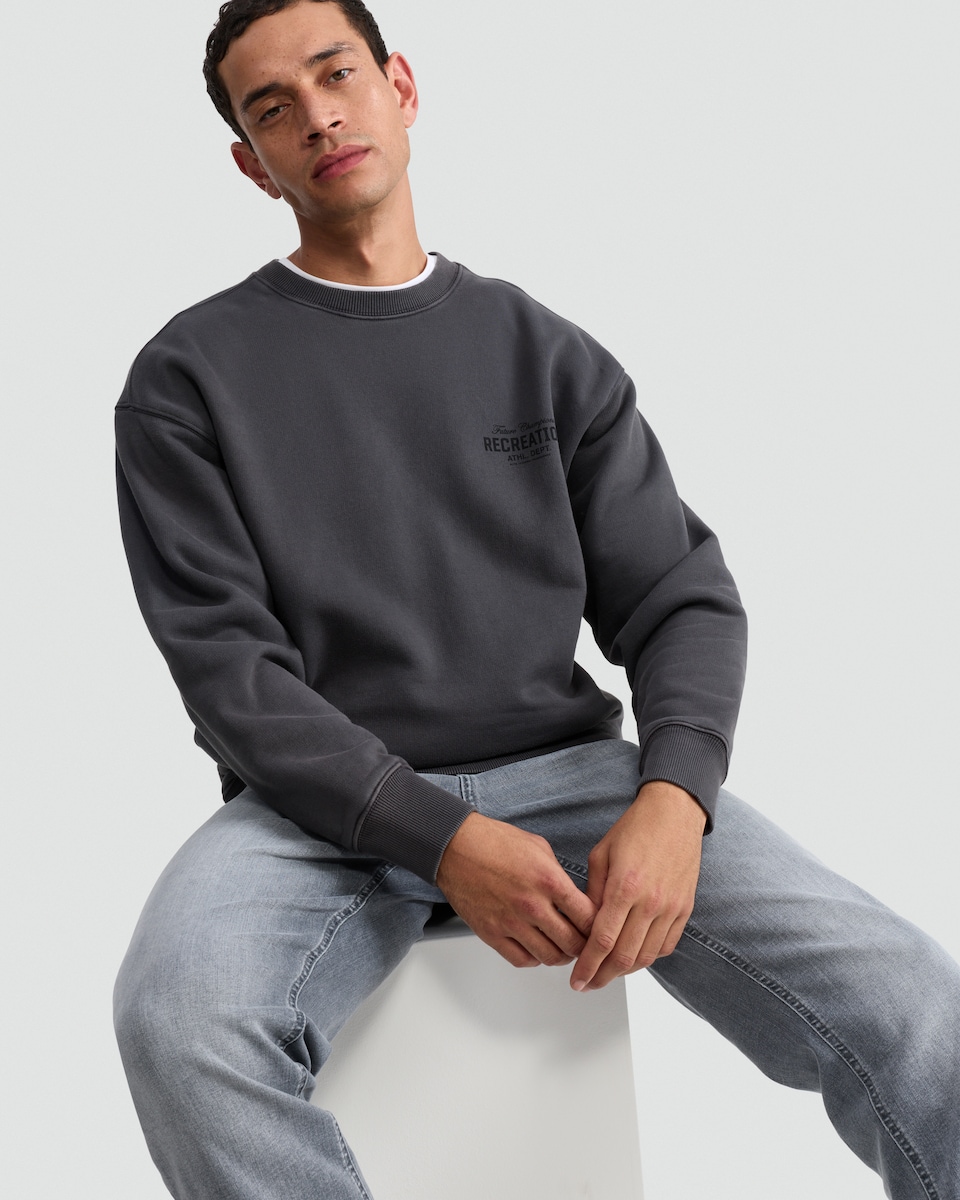 image 1 of F&F Pure Cotton Recreation Athl Dept Sweatshirt in Grey