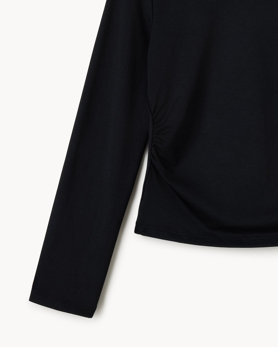 image 1 of F&F Girls Slinky Ruched Side Top in Black