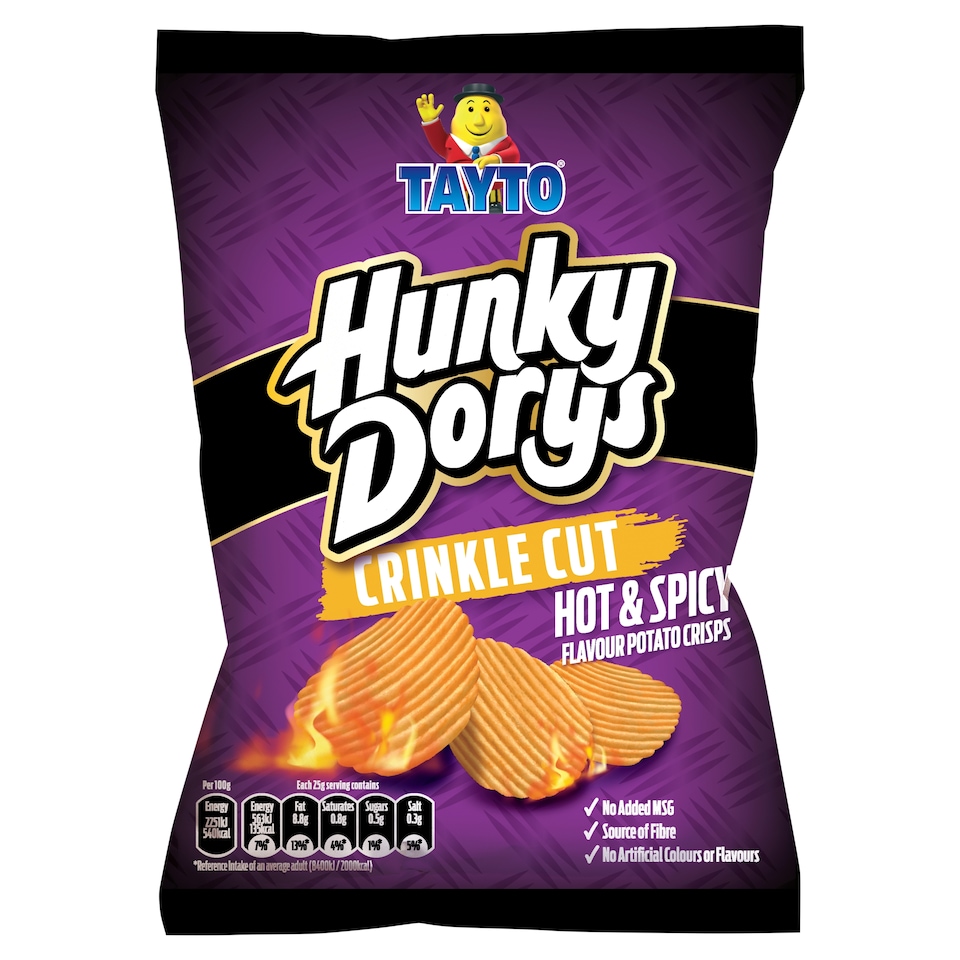 Tayto Hunky Dory Crinkle Cut Hot & Spicy Flavour Potato Crisps 130g