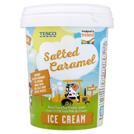 Tesco Salted Caramel With Toffee Pieces 500Ml Tesco Groceries