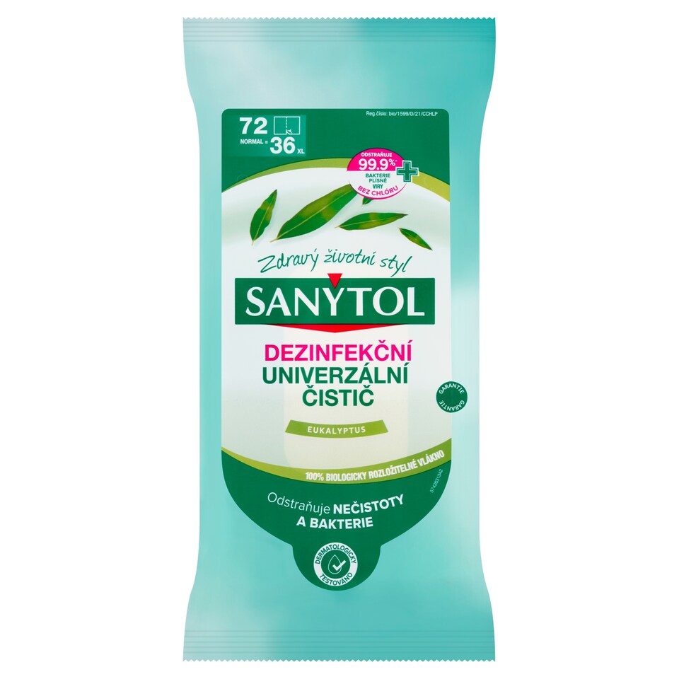 image 1 of Sanytol Disinfectant Universal Cleaner Eucalyptus 72 pcs