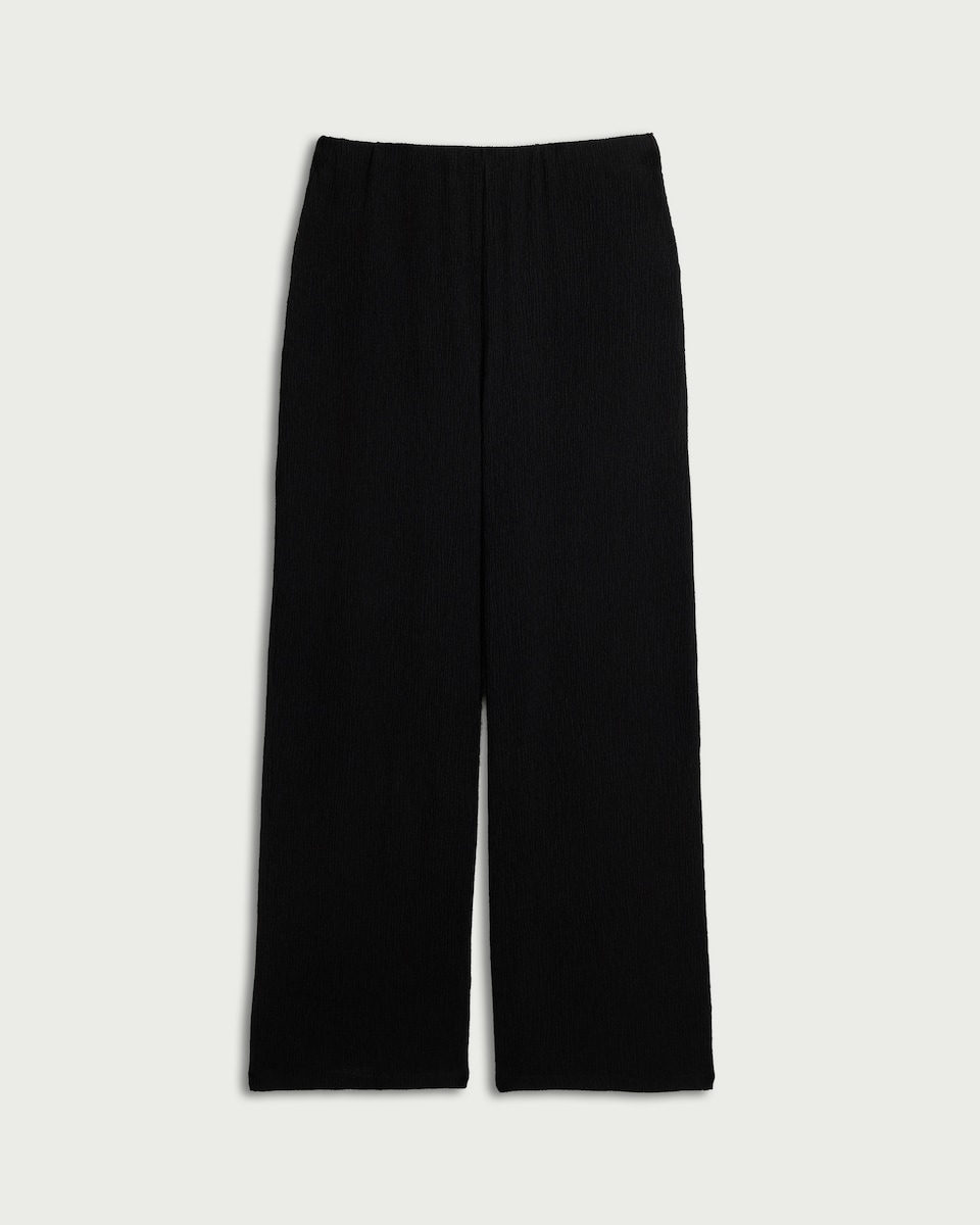 image 1 of F&F Crinkle Textured Co-ord Trousers in Black