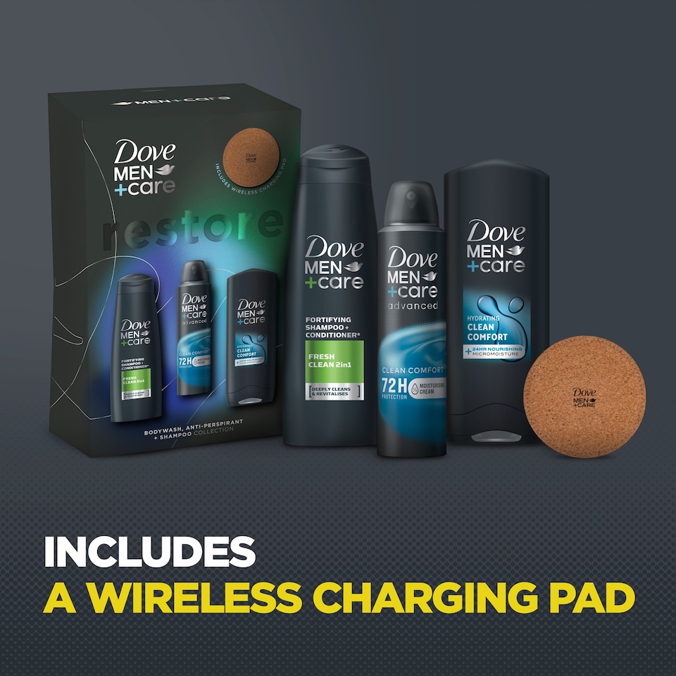 image 1 of Dove Men+Care Clean Comfort Trio with Charging Pad Gift Set