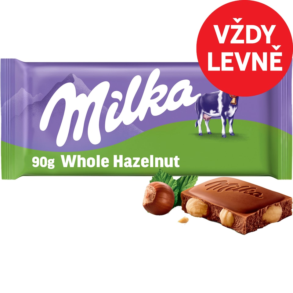 Milka čokoláda Oříšková mléčná s celými ořechy 95g