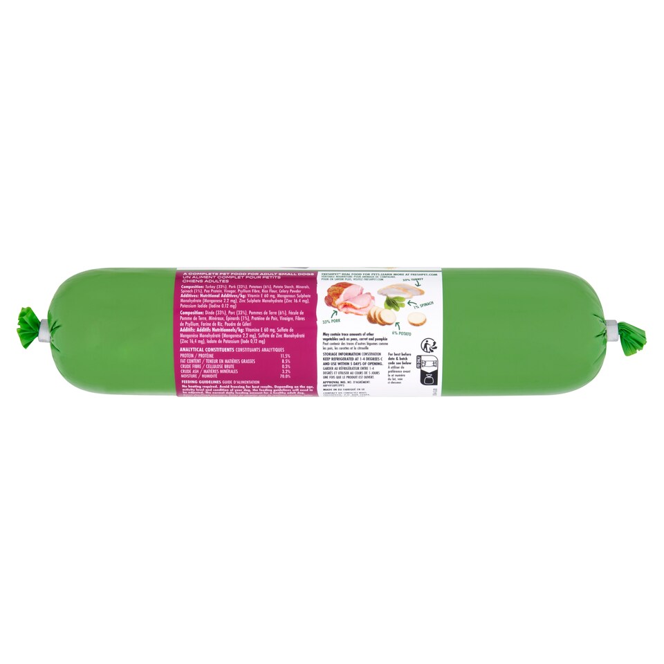 image 1 of Freshpet Small Dog Turkey & Pork Recipe with Potato & Spinach 400g