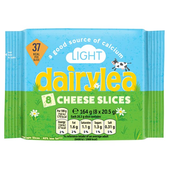 Dairylea Light Cheese Slices 8 Pack 164G Tesco Groceries
