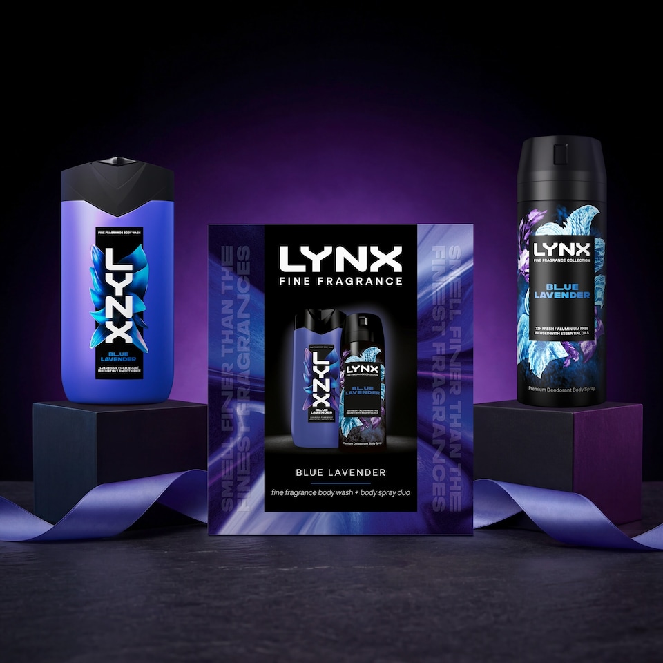 image 1 of Lynx Fine Fragrance Blue Lavender Bodyspray & Bodywash Gift Set