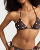 image 3 of F&F Polka Dot Print Triangle Halter Neck Bikini Top in Chocolate