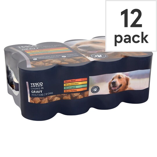 Tesco Chunks In Gravy Tinned Dog Food 12X400g Tesco Groceries