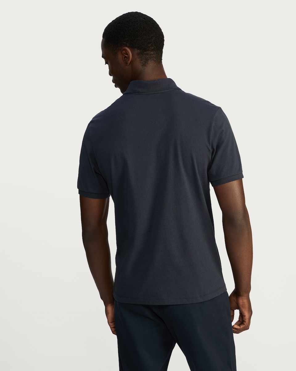 image 1 of F&F Pure Cotton Zip Neck Polo Shirt in Navy