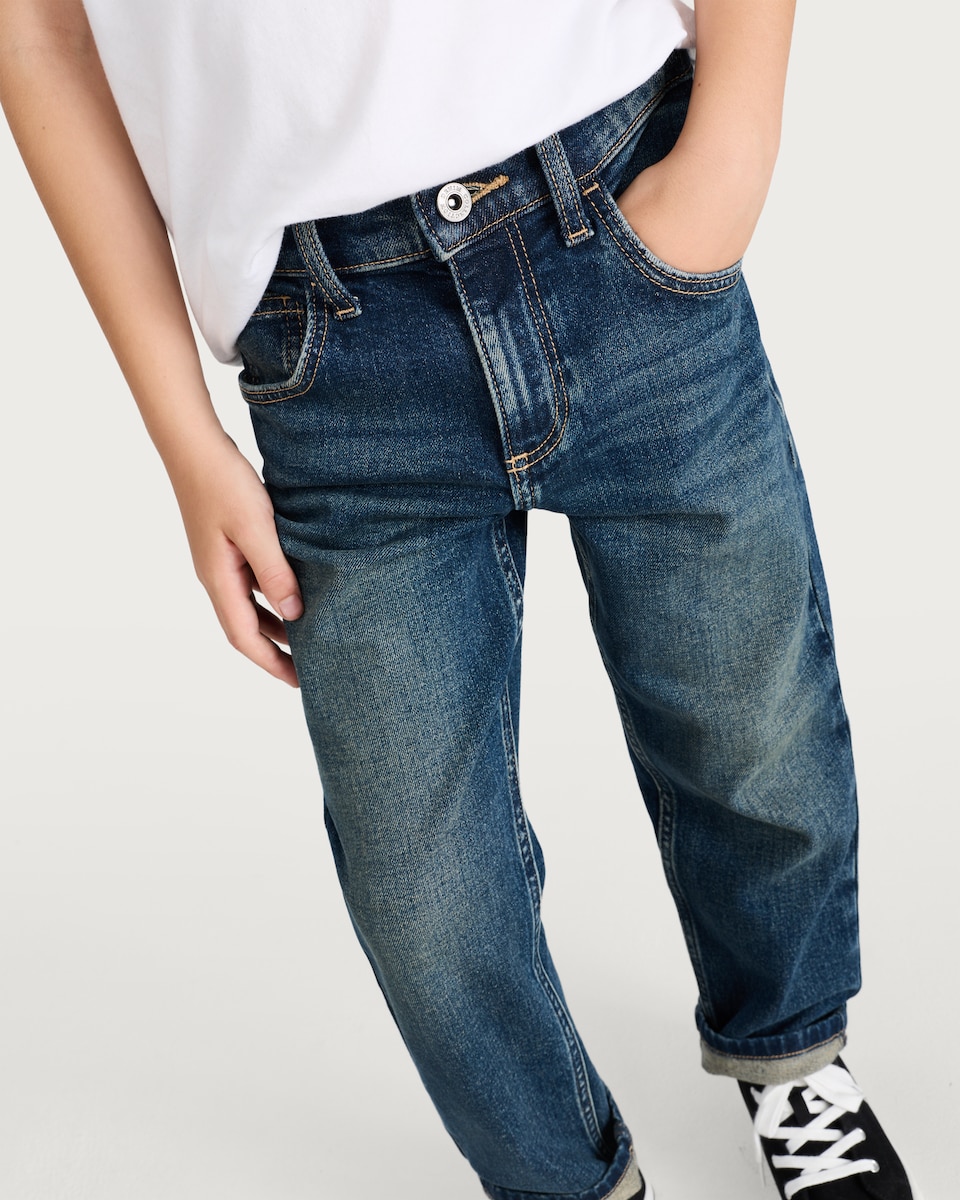 image 1 of F&F Boys Straight Leg Denim Jeans in Blue