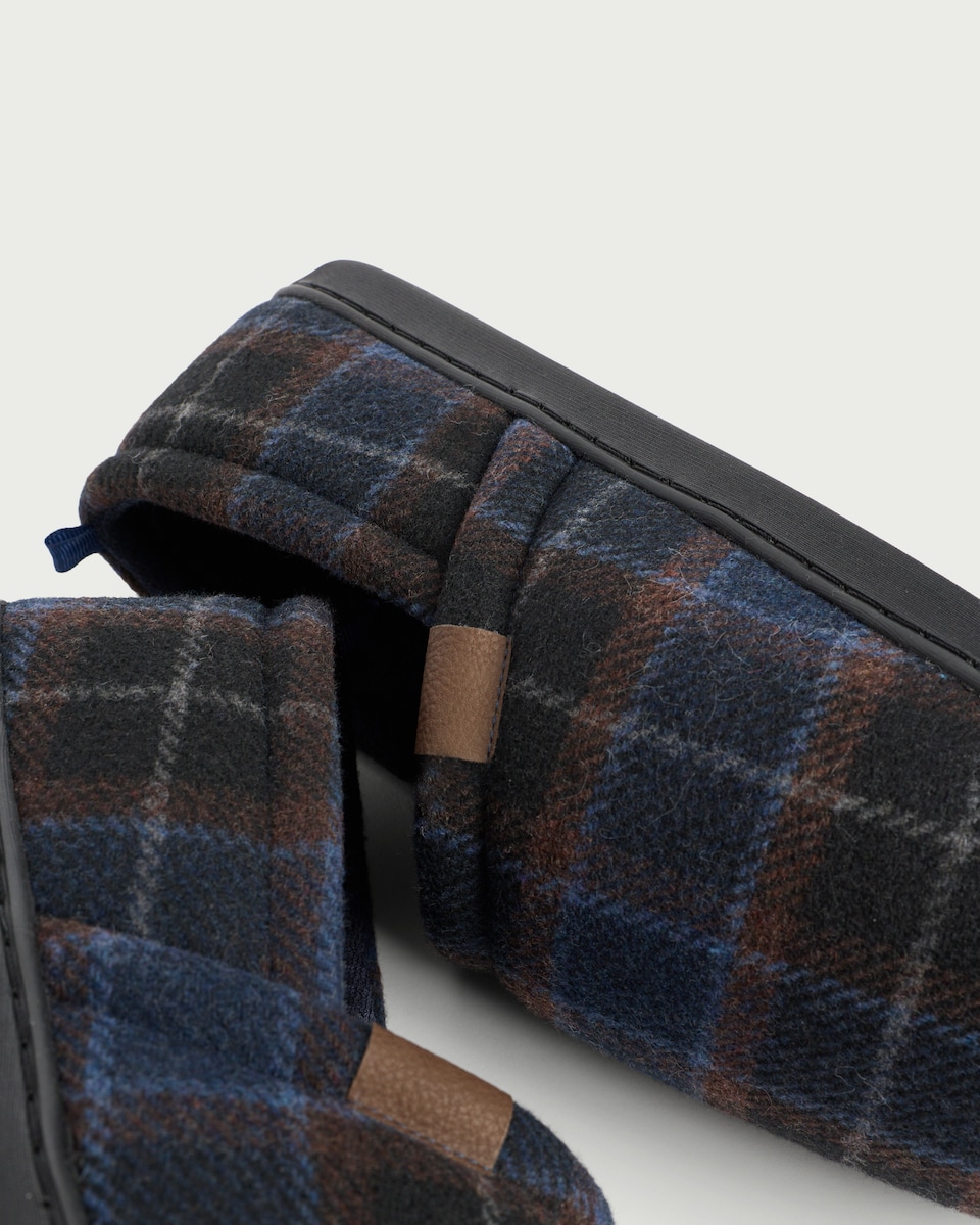 image 1 of F&F Check Closed Back Slippers in Blue