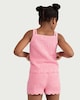 image 3 of F&F Girls 2-Piece Pure Cotton Knitted Vest and Shorts Set in Pink