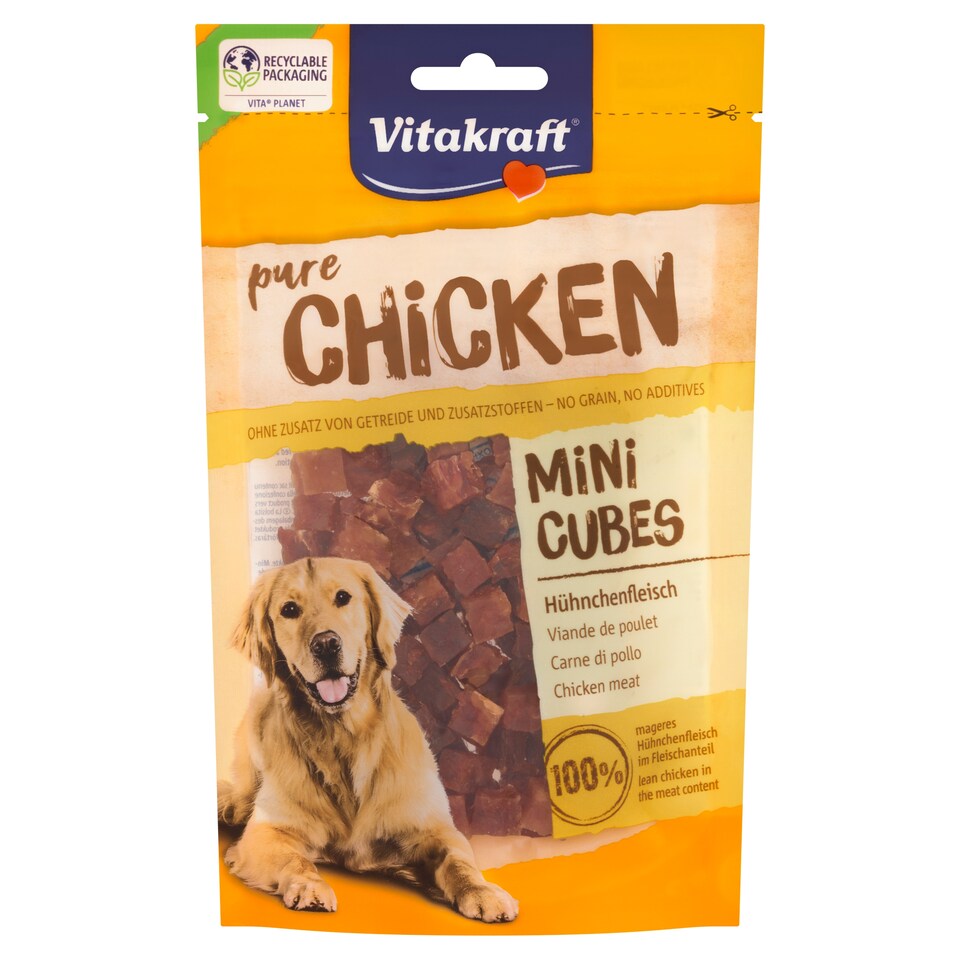 Obrázek 1 pro produkt Vitakraft Pure Chicken Mini Cubes doplňkové krmivo pro psy 80g