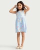image 2 of F&F Girls Pure Cotton Ice Cream Print Sleeveless Dress in Multi Blue
