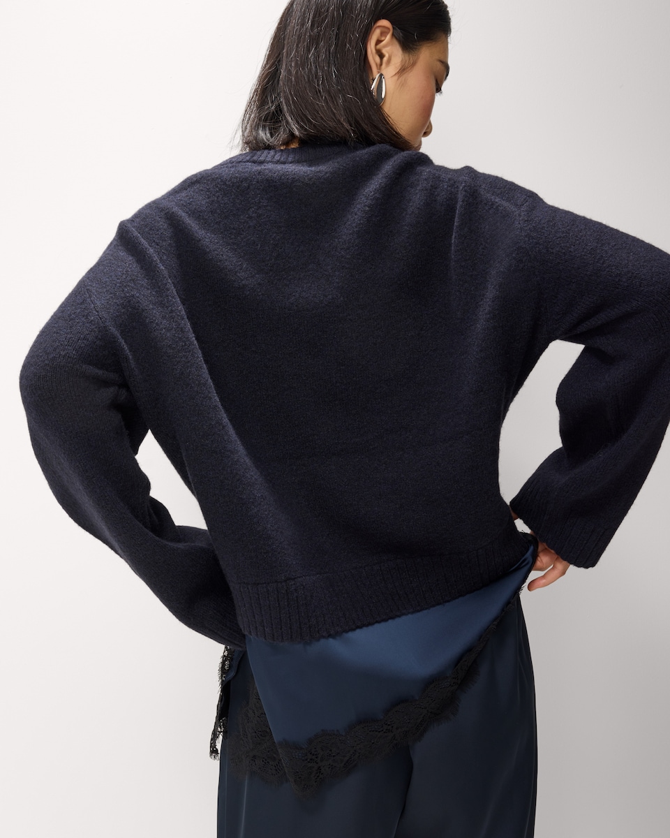 image 1 of F&F 2-In-1 Lace Detail Jumper in Navy