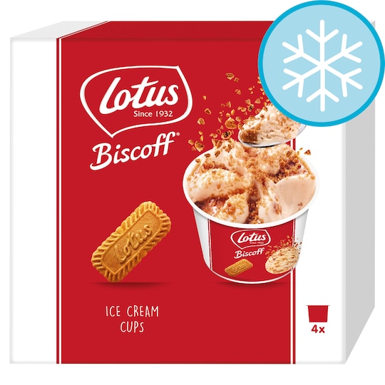 Lotus Biscoff Ice Cream Cups 4X80ml Tesco Groceries