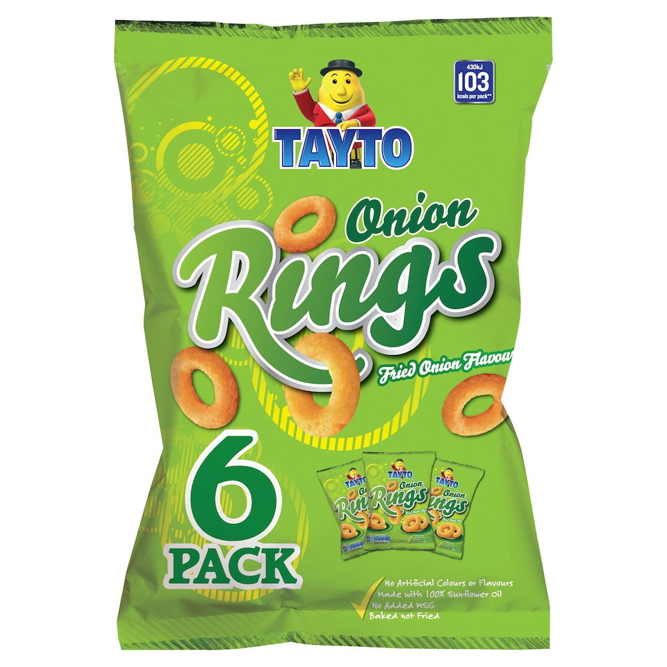 Tayto Onion Rings 6 Pack 120G