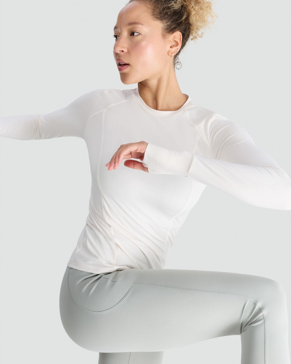 image 1 of F&F Active Quick Dry Long Sleeved Top in Cream