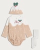 image 1 of F&F Baby 3-Piece Cotton Rich Little Pudding Bodysuit, Hat and Tights Set in White