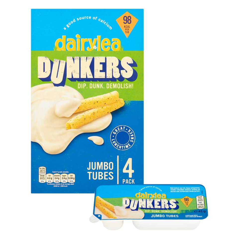 image 1 of Dairylea Dunkers Jumbo Tubes Snacks 4 pack 4x41G