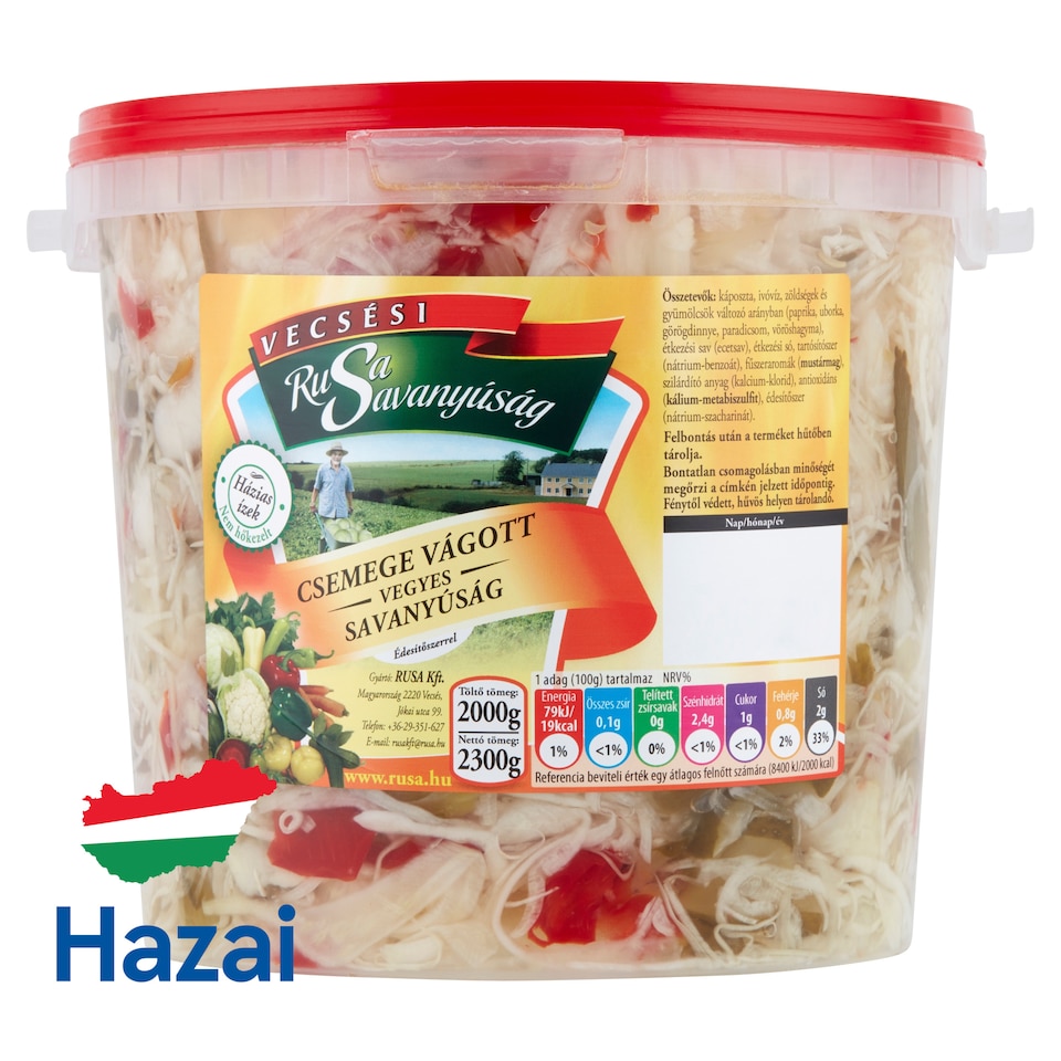Rusa Savanyúság Chopped Sweet Pickles Mix with Sweetener 2300 g