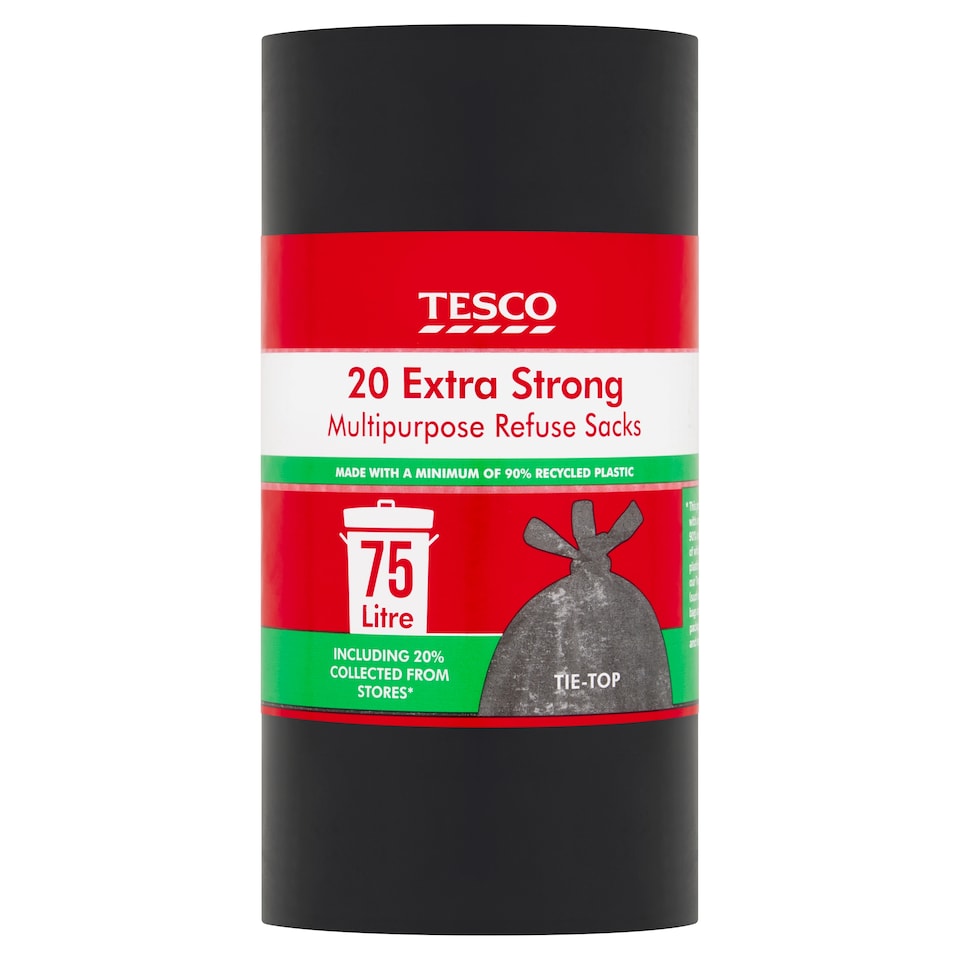 Tesco Extra Strong Refuse Sacks 75L 20 Pack