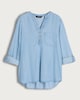 image 5 of F&F TENCEL™ Button Detail Roll Sleeved Blouse in Blue
